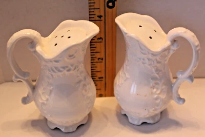 Mini jarro branco década de 1950 Japão Provincial Napcoware Salt & Pepper Shakers C7353 - Imagem 1 de 2