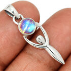 Goddess- Natural Rainbow Moonstone 925 Sterling Silver Pendant Jewelry CP43646
