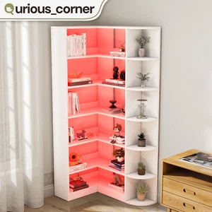 6 Tier Corner Bookcase Bookshelf Home Office Living Room Storage Display Rack - Picture 1 of 9