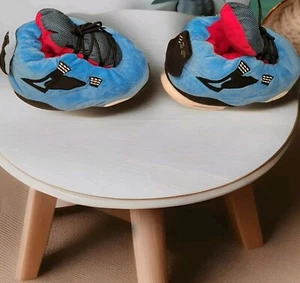 Nike Air Jordan 4 Plush Slippers Blue White Black Red One Size Fits Most Soft - Picture 1 of 8