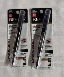 (2) Revlon Colorstay Browlights Pomade Pencil & Blender Brush #402 Soft Brown - Picture 1 of 2