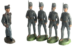 Vintage Uncommon set of 5 Austro-Hungarian Elastolin WWI Era Soldiers w/ Officer