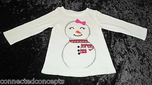 Christmas Snowgirl Infant Girls Waffle Thermal Tunic Top (SIZES: 3  or 9 Months) - Picture 1 of 2