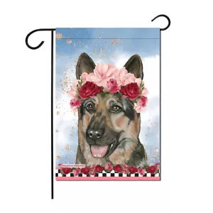Bandera de jardín floral de pastor alemán doble cara 12 x 17 pulgadas - Imagen 1 de 1