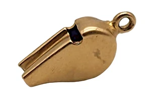 VINTAGE Solid 14k Yellow Gold Ladies Charm Pendant ~ WHISTLE ~ - Picture 1 of 3