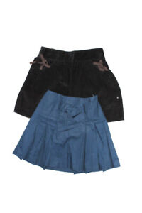 Best & Co Bonpoint Girls A Line Corduroy Skirts Navy Blue Brown Size 8 Lot 2