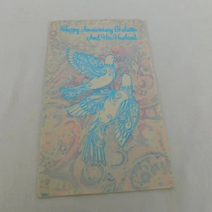 Tarjeta de felicitación feliz aniversario hermana esposo saludos americanos par de palomas - Imagen 1 de 4