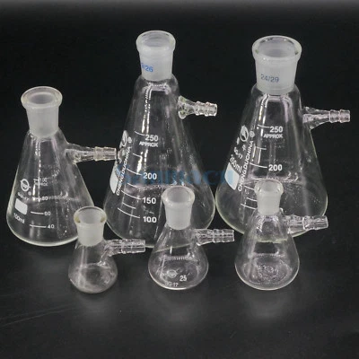 10-1000ml Ground Joint #10-#29 Conical Filter Flask with Side Arm Lab Glassware - Image 1 of 4