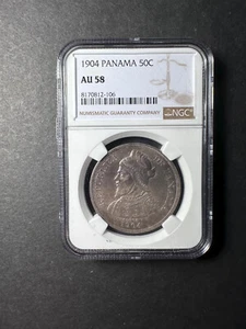 Panama silver 50 centesimos 1904 about uncirculated NGC AU58 - Picture 1 of 2