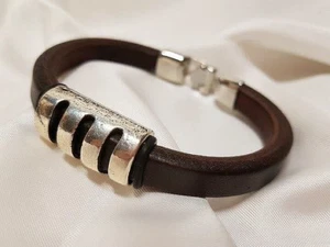  Echt-Leder-Armband dunkelbraun Gr. 21,5 cm - Bild 1 von 7