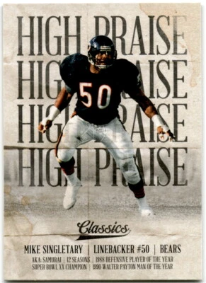 2018 Panini Classics High Praise Mike Singletary Bears HOF - Image 1 of 2