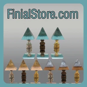 Handmade Two Tone Resin Pyramid Lamp Finial Nickel/Polished/Antique Bases - Imagen 1 de 44