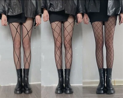 Mujeres Sexy Gótico Fiesta Red de Pesca Medias a Cuadros Cruzados Pantimedias Medias  Foto 1 de 4