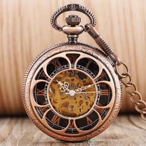 Vintage Automatic Mechanical Pocket Watch Luxury Womens Flower Pendant Chain - Picture 1 of 5