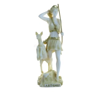 Statue Ancient Greek Goddess Artemis Alabaster 7" - 18cm Cast Marble Mythology - Picture 1 of 10