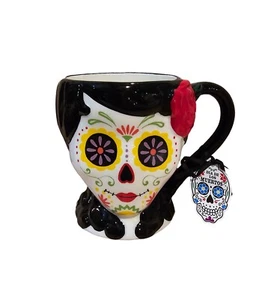 Dia De Los Muertos Coffee Mug Sculpture Colorful HALLOWEEN Day Of The Dead Cup - Picture 1 of 3