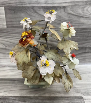 PIEDRA DE CUARZO VERDE ÁGATA JADE GRANDE 11" FLOR ALTA ÁRBOL BONSAI FLORAL Foto 1 de 4