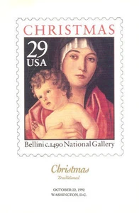 #2710 FD Programm 25c Weihnachtsmadonna Briefmarke mit 7 Autogrammen - Bild 1 von 1