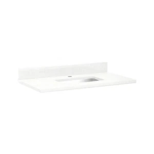 Signature Hardware 37 x 22 in. Single Bowl Feathered White Quartz Vanity Top - Picture 1 of 3