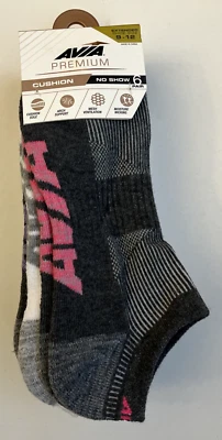 Avia Premium Cushion No Show Socks 6 Pairs-Women's Extended Shoe Size 9-12  NEW - Image 1 of 4