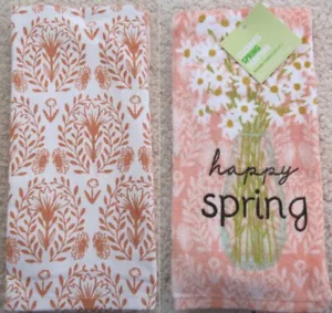 NEW LOVELY HAPPY SPRING FRESH CUT WHITE DAISY FLOWERS IN VASE KITCHEN TOWEL SET - Picture 1 of 4