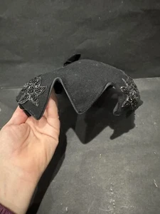 Vintage Women Black Flower Sequin Hat - Picture 1 of 5