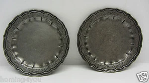 2 x 95% Zinn Zier Teller Punze Löwe Platzteller Ø 11cm - Picture 1 of 11
