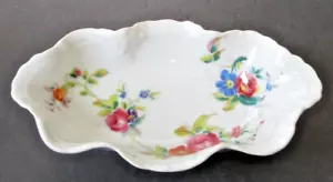 VINTAGE LEC Limoges France Hand Painted Floral Scalloped Porcelain Candy Dish - Picture 1 of 8