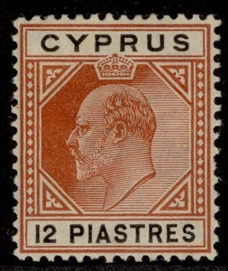 CYPRUS EDVII SG69, 12pi chestnut & black, LH MINT. Cat £40. WMK MULT CA - Picture 1 of 1