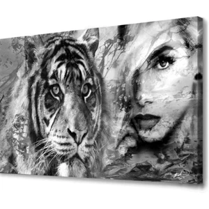 Leinwand Bilder XXL Wandbilder Tiger Tiere Frau Bilder Max. 200x100x4cm 2688A - Bild 1 von 7