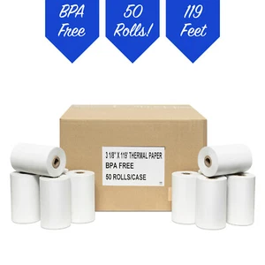 50 rollos de papel de recepción térmica, 3-1/8 pulgadas x 119 pies - Imagen 1 de 4