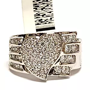 Home Shopping Club HJS Pave Set Cubic Zirconia Sterling Silver Heart Ring 8.5 - Picture 1 of 6