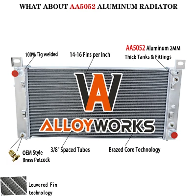 34'' 4 Row Radiator For 1999-2013 Chevy Silverado 1500 Suburban GMC Yukon Sierra Foto 1 de 4