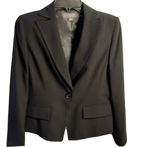 NWT Liz Claiborne Blazer Jacket 6P One Button Black Blue Pin Stripes Lined - Picture 1 of 11