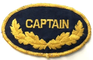 VTG Captain Nautical Navy Patch With Gold Leaf Pattern 3.5" - Picture 1 of 2