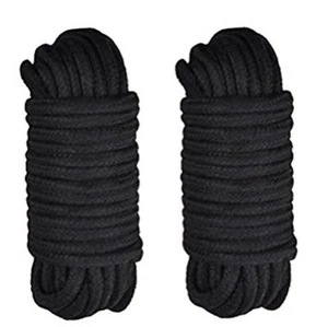 Two (2) Soft Cotton Black Ropes 10m 33ft each Tie Down 1/4" thick  - Picture 1 of 1