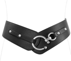Women'S Fashion Vintage Wide Elastic Stretch Waist Belt with Interlock Buckle Ha - Picture 1 of 7