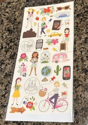 Jen Hadfield CHASING ADVENTURES 6x12 Sticker Sheets Summer Travel Camp Hike - Image 1 of 2