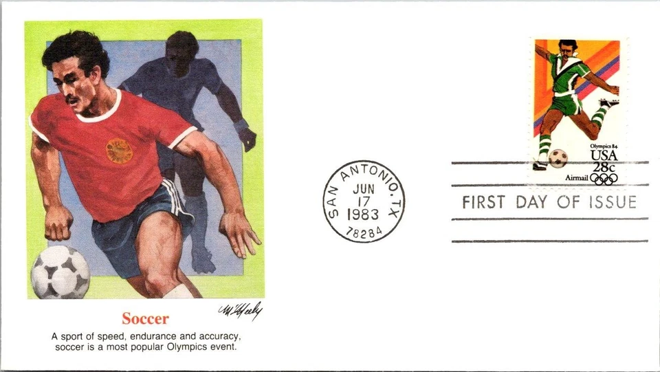 FDC 1983 SC #C101 Fleetwood Cachet, Soccer - San Antonio TX - Single - J18269 - Image 1 of 2