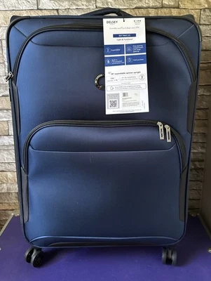 Maleta giratoria DELSEY Paris Sky Max 2.0 lado blando 28 pulgadas azul a cuadros grande Foto 1 de 4