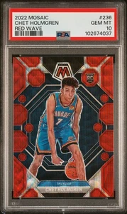 2022 Chet Holmgren Panini Mosaic Red Wave Rookie PSA 10 - Oklahoma City Thunder - Foto 1 di 2