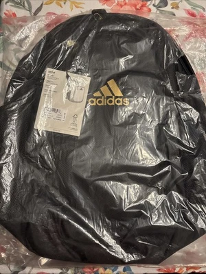 Adidas Excel 6 Backpack NWT 19" Black Gold Logo 16" Laptop Bag School Travel NEW - Image 1 of 4