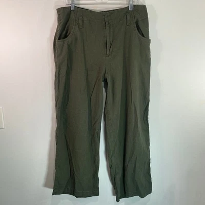 GAP Wide Leg Linen Blend Pants Olive Green Casual Career Trousers Size 16 - Image 1 of 4