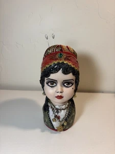OOAK Gypsy Wahrsagerin Nadelkissen Half Doll. Antike Borte nach Maß handgefertigt - Bild 1 von 6