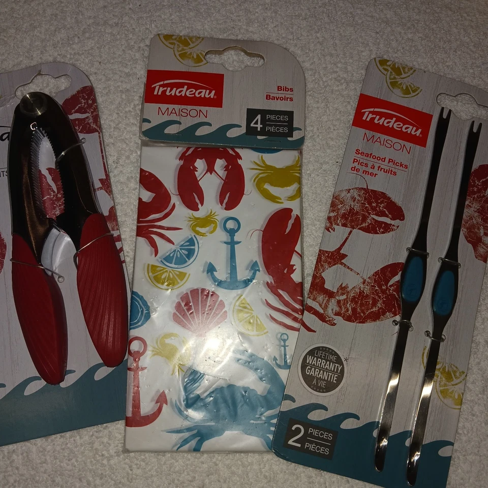 Seafood Cracker Seafood Bibs Seafood Picks. Trudeau Maison 7pcs. New  - Image 1 of 4