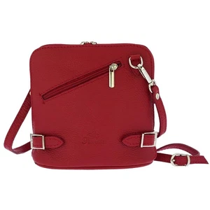 Bolso Bandolera Bolso sin asas Fioretta Italiano de Cuero Genuino para Mujer (Rojo) - Imagen 1 de 7