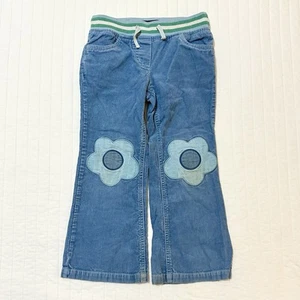 Mini Boden Corduroy Pants Blue Flower Applique Knee Comforts Waist Girls Size 5Y - Picture 1 of 6