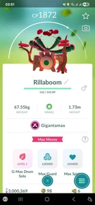 Pokémon Gigantamax Rillaboom Tr@de GO - Imagen 1 de 1
