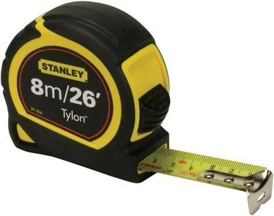TOOLBANK (FIRST ORDER ACCOUNT) STANLEY 8M/26Ft Tylon Tape Measure with TRU-ZERO Anchor Hook, Retractable