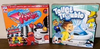 Flush  and Toilet Trouble Game Games Set of 2 NIB - Image 1 of 4